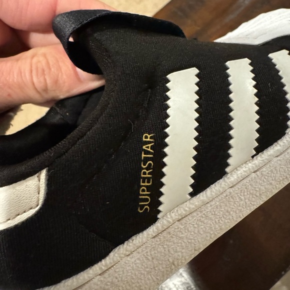 Adidas Kids Superstar Black White Gold Sneakers - Picture 2 of 6